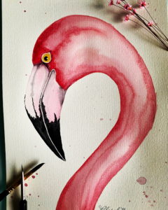 Lovely Flamingo (Aquarell)